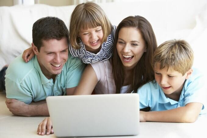 Family using the internet